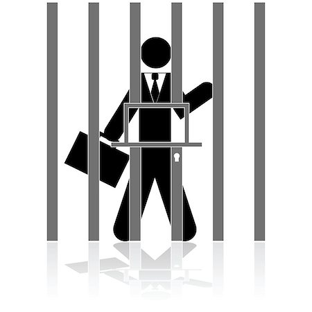 Concept illustration showing a businessman behind bars, in prison Foto de stock - Super Valor sin royalties y Suscripción, Código: 400-07758840