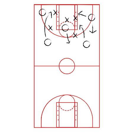 drawing practice - Cartoon illustration showing a basketball court drawn onto a flipboard with arrows representing a game plan Stock Photo - Budget Royalty-Free & Subscription, Code: 400-07758842