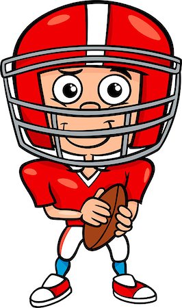 Cartoon Illustration of Funny Boy American Football Player with Ball Stock Photo - Budget Royalty-Free & Subscription, Code: 400-07759077