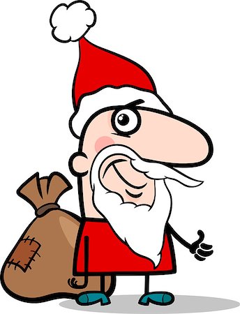 simsearch:400-07062650,k - Cartoon Illustration of Santa Claus Character with Sack of Christmas Presents Fotografie stock - Microstock e Abbonamento, Codice: 400-07759084