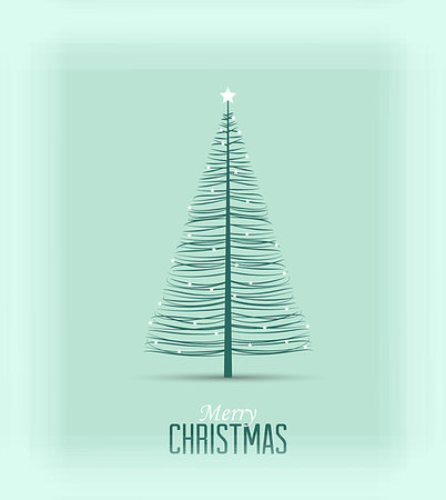 Blue decorative christmas tree, vector Christmas card Stock Photo - Budget Royalty-Free & Subscription, Code: 400-07759179