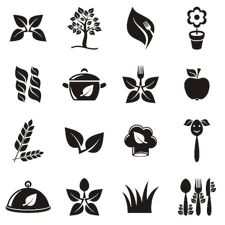 simsearch:400-08786509,k - Black vector vegetarian organic food icons set isolated Foto de stock - Super Valor sin royalties y Suscripción, Código: 400-07759245