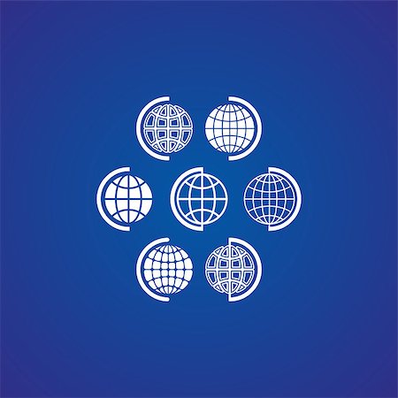 simsearch:400-05174344,k - Blue vector background with white abstract globe symbols Foto de stock - Super Valor sin royalties y Suscripción, Código: 400-07759246