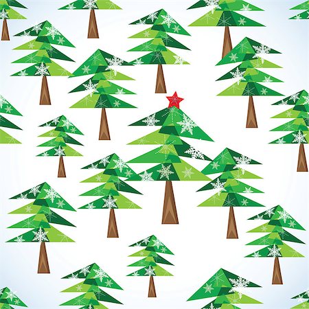 simsearch:400-08407579,k - Green Christmas fir trees seamless background. Vector illustration. Photographie de stock - Aubaine LD & Abonnement, Code: 400-07759266