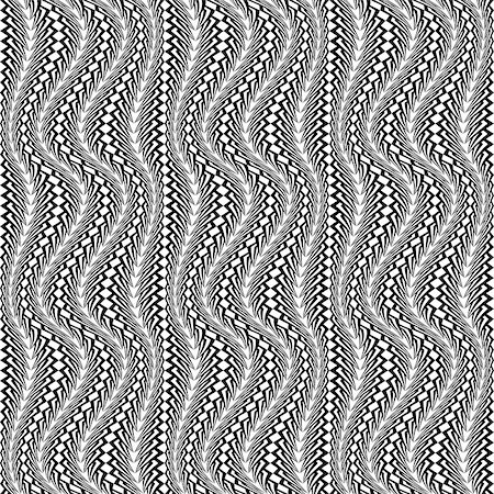 simsearch:400-07990307,k - Design seamless monochrome stripy pattern. Abstract warped textured background. Vector art Foto de stock - Super Valor sin royalties y Suscripción, Código: 400-07759315