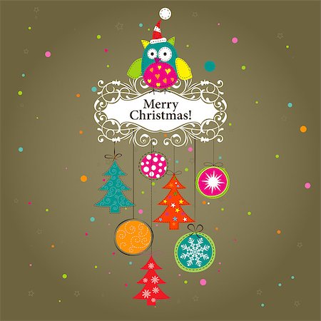 Template Christmas greeting card,  vector illustration Stock Photo - Budget Royalty-Free & Subscription, Code: 400-07759405