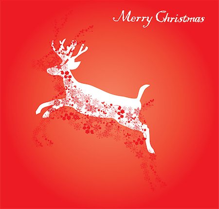 vector Christmas reindeer made of snowflakes Stock Photo - Budget Royalty-Free & Subscription, Code: 400-07759457