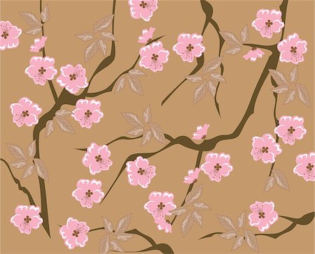 vector blooming cherry seamless backgorund Stock Photo - Budget Royalty-Free & Subscription, Code: 400-07759453