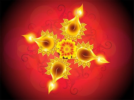 divine lamp light - abstract artistic detailed diwali background vector illustration Stock Photo - Budget Royalty-Free & Subscription, Code: 400-07759509