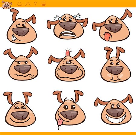 Cartoon Illustration of Funny Dogs Expressing Emotions or Emoticons Set Stock Photo - Budget Royalty-Free & Subscription, Code: 400-07759819