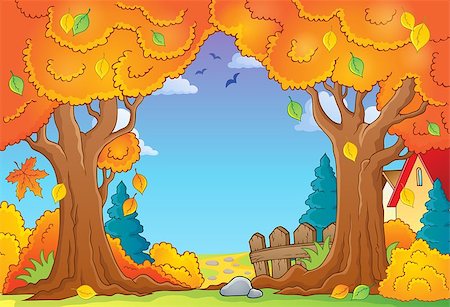 simsearch:400-07827769,k - Autumn tree theme composition 1 - eps10 vector illustration. Foto de stock - Super Valor sin royalties y Suscripción, Código: 400-07759838