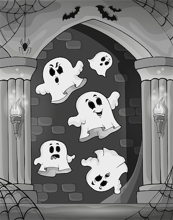 donjun - Black and white alcove and ghosts 2 - eps10 vector illustration. Stock Photo - Budget Royalty-Free & Subscription, Code: 400-07759841
