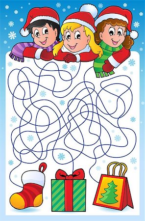 Maze 10 with Christmas theme - eps10 vector illustration. Stock Photo - Budget Royalty-Free & Subscription, Code: 400-07759867