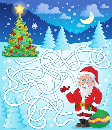 simsearch:400-07221216,k - Maze 11 with Santa Claus - eps10 vector illustration. Photographie de stock - Aubaine LD & Abonnement, Code: 400-07759868