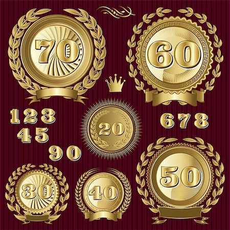 set vector retro signs for the anniversary Stock Photo - Budget Royalty-Free & Subscription, Code: 400-07759896
