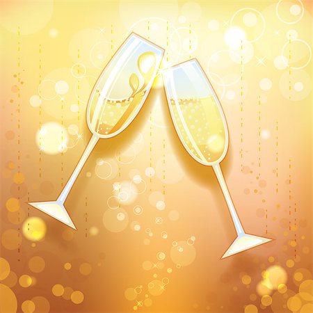 pisica_sfioasa (artist) - Two glasses with champagne on bokeh background Foto de stock - Royalty-Free Super Valor e Assinatura, Número: 400-07750050
