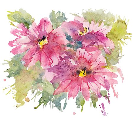 simsearch:400-07680595,k - Watercolor flowers. Vector illustration. Foto de stock - Royalty-Free Super Valor e Assinatura, Número: 400-07750069