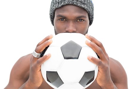 Close up portrait of a serious football fan over white background Stock Photo - Budget Royalty-Free & Subscription, Code: 400-07750655