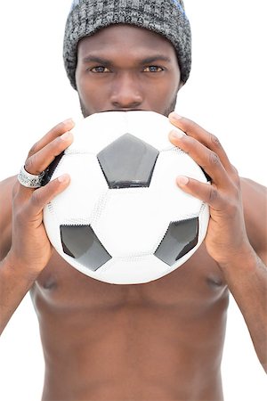 Close up portrait of a serious football fan over white background Stock Photo - Budget Royalty-Free & Subscription, Code: 400-07750656