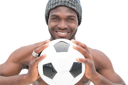 Close up portrait of a smiling football fan over white background Stock Photo - Budget Royalty-Free & Subscription, Code: 400-07750657