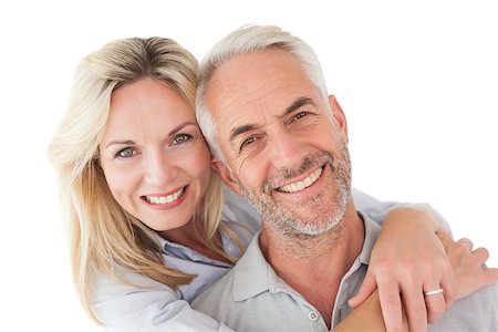 Close up portrait of happy mature couple over white background Stock Photo - Budget Royalty-Free & Subscription, Code: 400-07750768