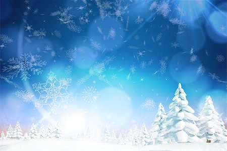 simsearch:400-07755560,k - Digitally generated snowy landscape with fir trees Stock Photo - Budget Royalty-Free & Subscription, Code: 400-07752308