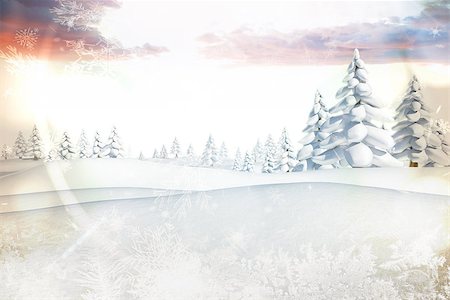 simsearch:400-07755560,k - Digitally generated snowy landscape with fir trees Stock Photo - Budget Royalty-Free & Subscription, Code: 400-07752316