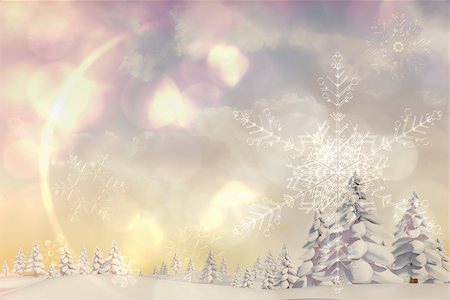 simsearch:400-07755560,k - Digitally generated snowy landscape with fir trees Stock Photo - Budget Royalty-Free & Subscription, Code: 400-07752312