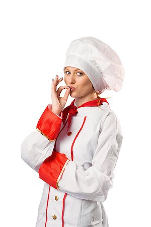 Pretty chef standing with arms crossed on white background Stock Photo - Budget Royalty-Free & Subscription, Code: 400-07752876