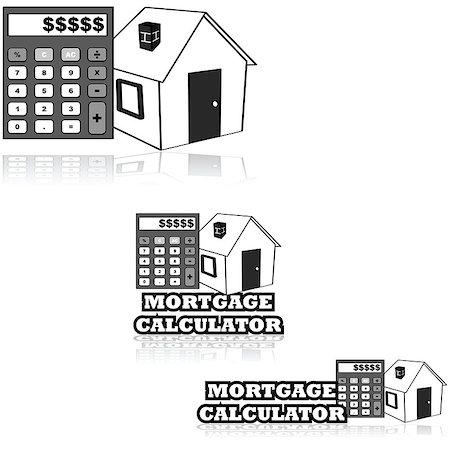 symbols of home budget - Icon set showing a house and a calculator alongside the words 'Mortgage calculator' Stock Photo - Budget Royalty-Free & Subscription, Code: 400-07753357