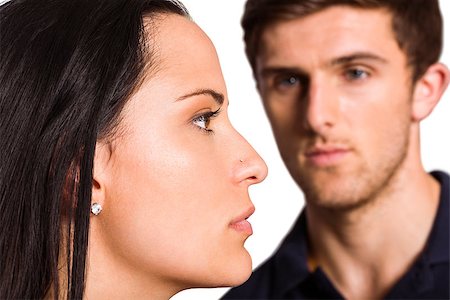 Couple not talking after argument on white background Stock Photo - Budget Royalty-Free & Subscription, Code: 400-07753394