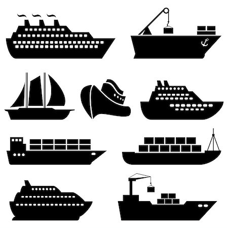 Ships, boats, cargo, logistics, transportation and shipping icons Stock Photo - Budget Royalty-Free & Subscription, Code: 400-07753768