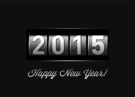 New Year counter 2015. VectoriIllustration on black Stock Photo - Budget Royalty-Free & Subscription, Code: 400-07769938
