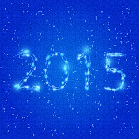 simsearch:400-08318552,k - Shiny Blue Neon 2015 New Year Numbers. Greeting Card Background Vector. Stock Photo - Budget Royalty-Free & Subscription, Code: 400-07760009