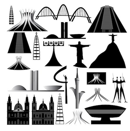 simsearch:400-07272465,k - Vector illustration of the various landmarks of Brazilia. This file is vector, can be scaled to any size without loss of quality. Stock Photo - Budget Royalty-Free & Subscription, Code: 400-07774010