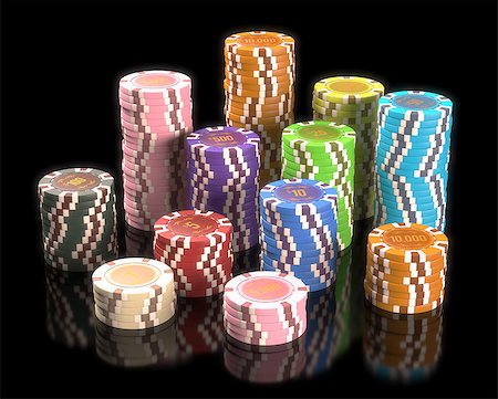 simsearch:400-07775500,k - Colorful chips on black background. Concept of casino and gambling. Clipping path on the chips. Stock Photo - Budget Royalty-Free & Subscription, Code: 400-07774012