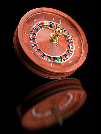 simsearch:400-07775500,k - Roulette casino on black reflective background. Clipping path included. Stock Photo - Budget Royalty-Free & Subscription, Code: 400-07774013