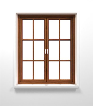 softwood - Wooden window isolated on white background. Stock Photo - Budget Royalty-Free & Subscription, Code: 400-07774314