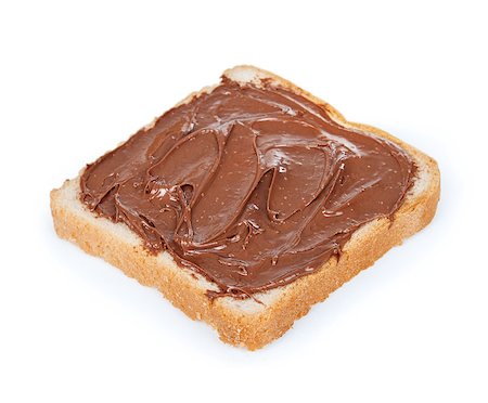 baguette slice spread with nut-choco paste, isolated on white Stock Photo - Budget Royalty-Free & Subscription, Code: 400-07774317