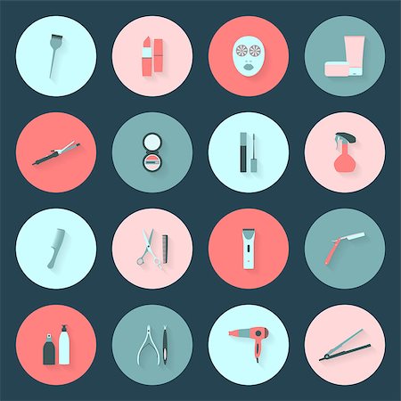 salon set - Beauty salon flat icons set vector graphic design Stock Photo - Budget Royalty-Free & Subscription, Code: 400-07774531