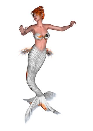 simsearch:400-07915359,k - 3D digital render of a beautiful mermaid isolated on white background Photographie de stock - Aubaine LD & Abonnement, Code: 400-07774617