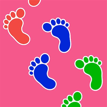 footprints on a path vector - Human colorful footprints on a pink background Stock Photo - Budget Royalty-Free & Subscription, Code: 400-07774663