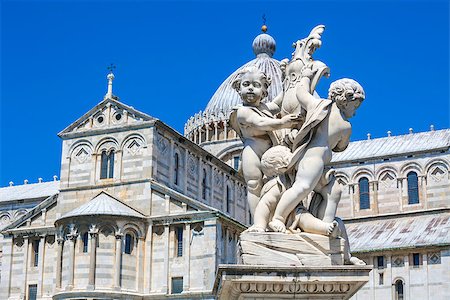 simsearch:400-07169256,k - Pisa Duomo and The Fountain with Angels in Pisa, Italy Stock Photo - Budget Royalty-Free & Subscription, Code: 400-07774696