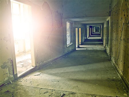 dark empty hall - hallway in an abandoned industrial complex Stock Photo - Budget Royalty-Free & Subscription, Code: 400-07774716