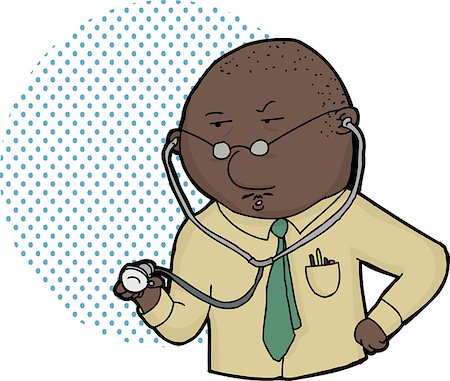 simsearch:400-08013506,k - Concerned Black male doctor holding stethoscope Foto de stock - Super Valor sin royalties y Suscripción, Código: 400-07774744