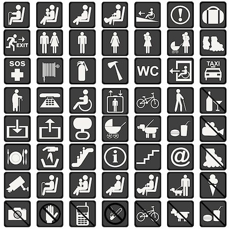 International signs icons used in transportation means Photographie de stock - Aubaine LD & Abonnement, Code: 400-07775297