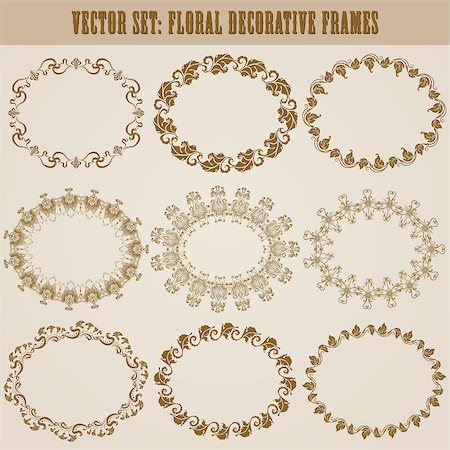 simsearch:400-06554325,k - Vector set of decorative ornate border and frame with floral elements for invitations, gift, greeting card. In vintage style. Page decoration Fotografie stock - Microstock e Abbonamento, Codice: 400-07775406
