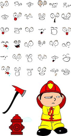 firefighter kid cartoon set in vector format very easy to edit Stock Photo - Budget Royalty-Free & Subscription, Code: 400-07775771