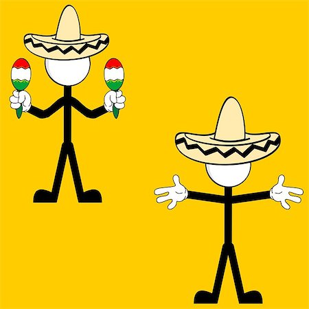 mexican mariachi pictogram cartoon set in vector format very easy to edit Stock Photo - Budget Royalty-Free & Subscription, Code: 400-07775785