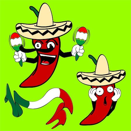 mexican chilli pepper cartoon set in vector format very easy to edit Stock Photo - Budget Royalty-Free & Subscription, Code: 400-07775788